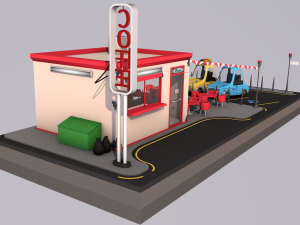 cafe building 3D 모델