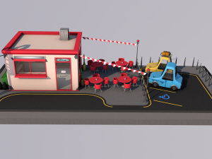 cafe building 3D 모델