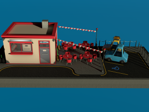 cafe building 3D 모델