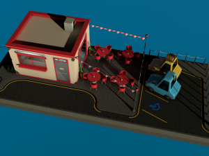 cafe building 3D 모델