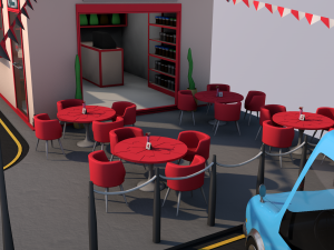 cafe building 3D 모델