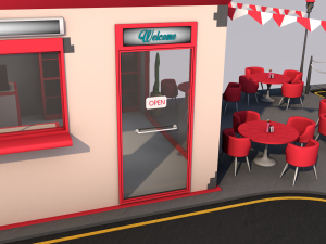 cafe building 3D 모델