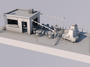 cafe building 3D 모델