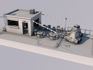 cafe building 3D 모델