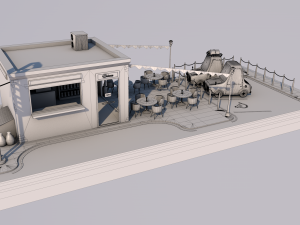 cafe building 3D 모델