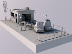 cafe building 3D 모델