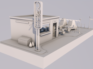 cafe building 3D 모델