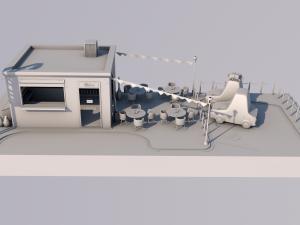 cafe building 3D 모델