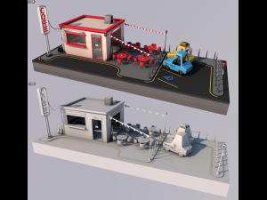 cafe building 3D 모델