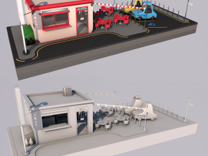cafe building 3D 모델