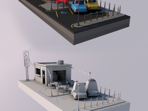 cafe building 3D 모델