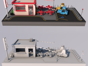 cafe building 3D 모델