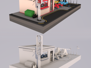 cafe building 3D 모델