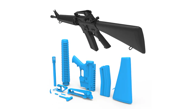 m16 3D Print Model .c4d .max .obj .3ds .fbx .stl .blend 