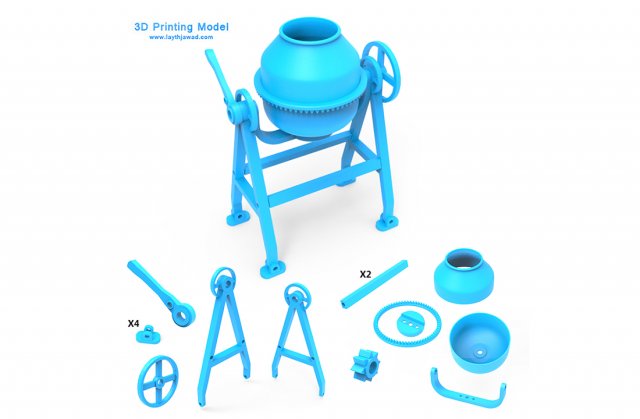 cement mixer 3D Print Model .c4d .max .obj .3ds .fbx .stl .blend 
