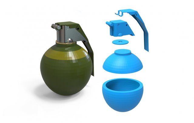 grenade 3D 打印模型 .c4d .max .obj .3ds .fbx .stl .blend 