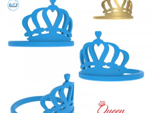 king - queen ring 3D Print Model
