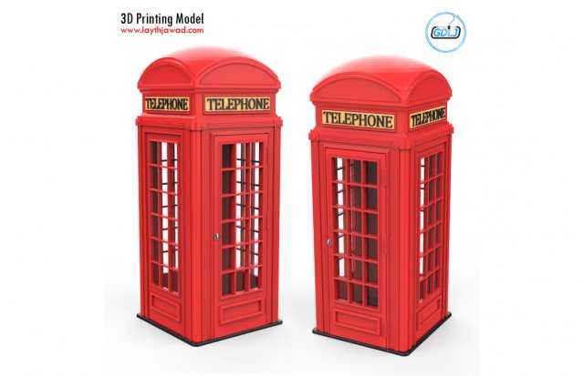 phone booth 3D 프린트 모델 .c4d .max .obj .3ds .fbx .stl .blend 