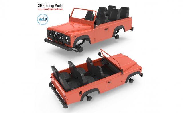 land rover defender 3D Print Model .c4d .max .obj .3ds .fbx .stl .blend 