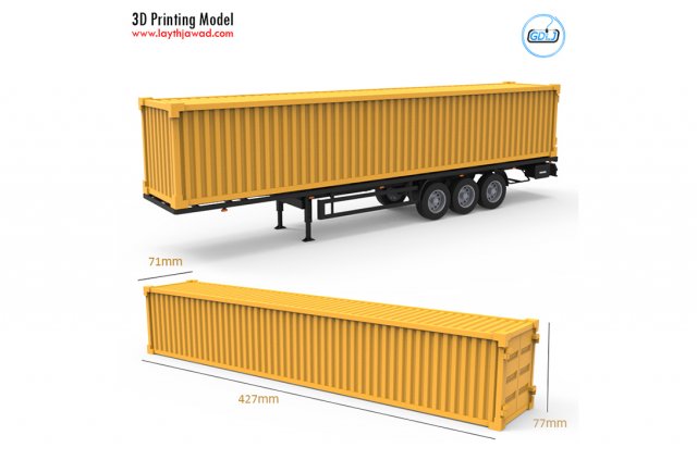 container trailer 132 Model do druku 3D .c4d .max .obj .3ds .fbx .stl .blend 