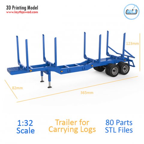 trailer for carrying logs 3d printing model Modelo de Impressão 3D .c4d .max .obj .3ds .fbx .stl .blend 