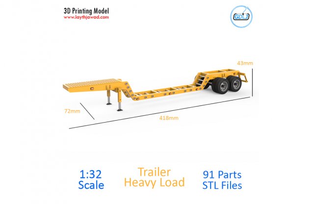 trailer heavy load 3d printing model Model Cetak 3D .c4d .max .obj .3ds .fbx .stl .blend 
