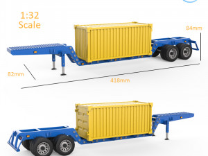 heavy trailer with container 3d printing model 3D Print Model