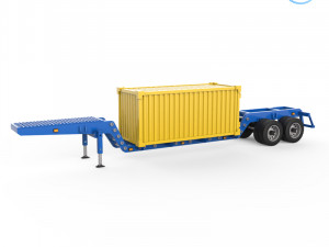 heavy trailer with container 3d printing model Model Cetak 3D