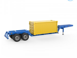 heavy trailer with container 3d printing model Model Cetak 3D