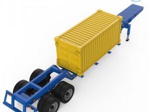 heavy trailer with container 3d printing model Model Cetak 3D