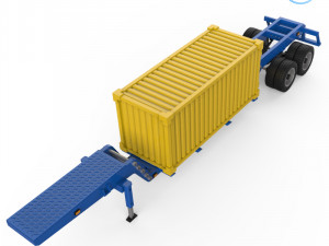 heavy trailer with container 3d printing model Model Cetak 3D