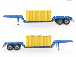 heavy trailer with container 3d printing model Model Cetak 3D