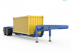 heavy trailer with container 3d printing model Model Cetak 3D