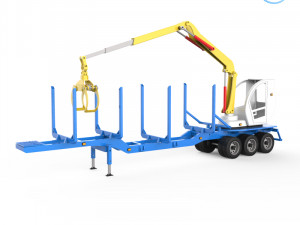 trailer for carrying logs with crane 3Dプリントモデル