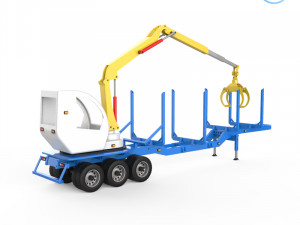 trailer for carrying logs with crane 3Dプリントモデル