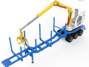 trailer for carrying logs with crane 3Dプリントモデル