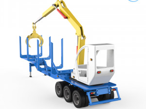 trailer for carrying logs with crane 3Dプリントモデル