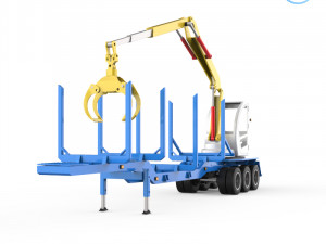 trailer for carrying logs with crane 3Dプリントモデル