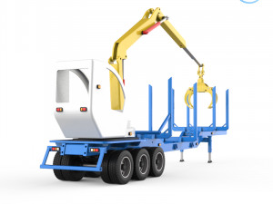 trailer for carrying logs with crane 3Dプリントモデル