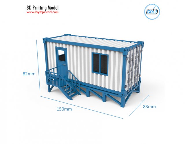 portable office container 3d printing model 3Dプリントモデル .c4d .max .obj .3ds .fbx .stl .blend 