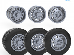 truck tire mold with 3 wheels 3d printing model Modèles 3D en vedette