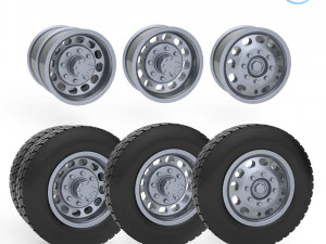 truck tire mold with 3 wheels 3d printing model 3D Print Model