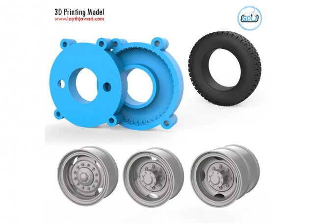 truck tire mold with 3 wheels 3D Print Model .c4d .max .obj .3ds .fbx .stl .blend