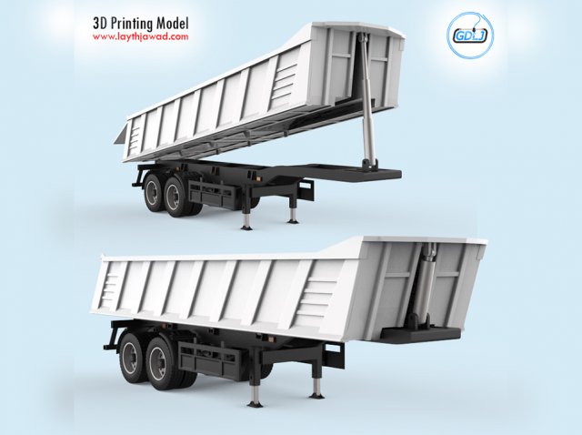 heavy tipper trailer Model do druku 3D .c4d .max .obj .3ds .fbx .stl .blend