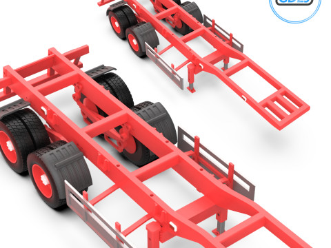 3D Printable Truck Trailer Model Modelo de Impressão 3D