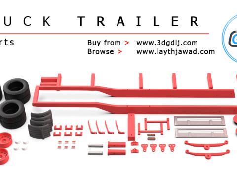 3D Printable Truck Trailer Model Modelo de Impressão 3D