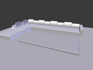 long couch Modello 3D