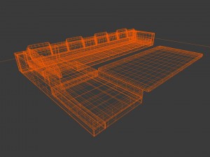 long couch Modello 3D