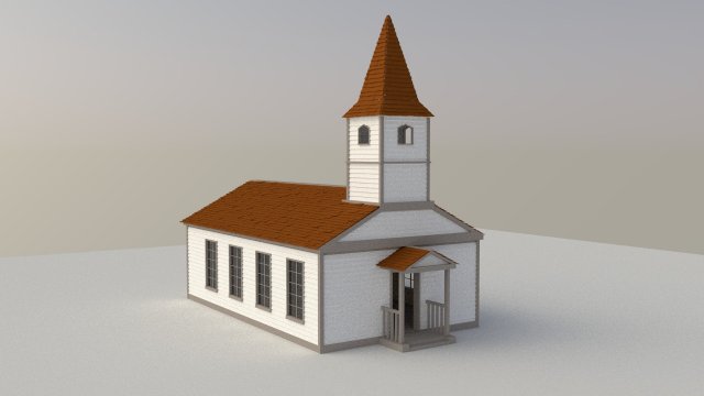 church wild west Model 3D .c4d .max .obj .3ds .fbx .stl .blend 