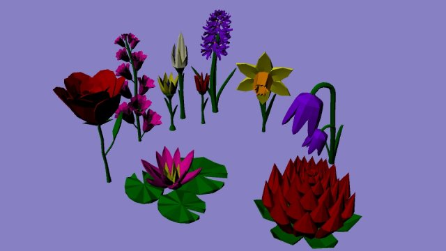 low-poly flower pack 3D 模型 .c4d .max .obj .3ds .fbx .stl .blend